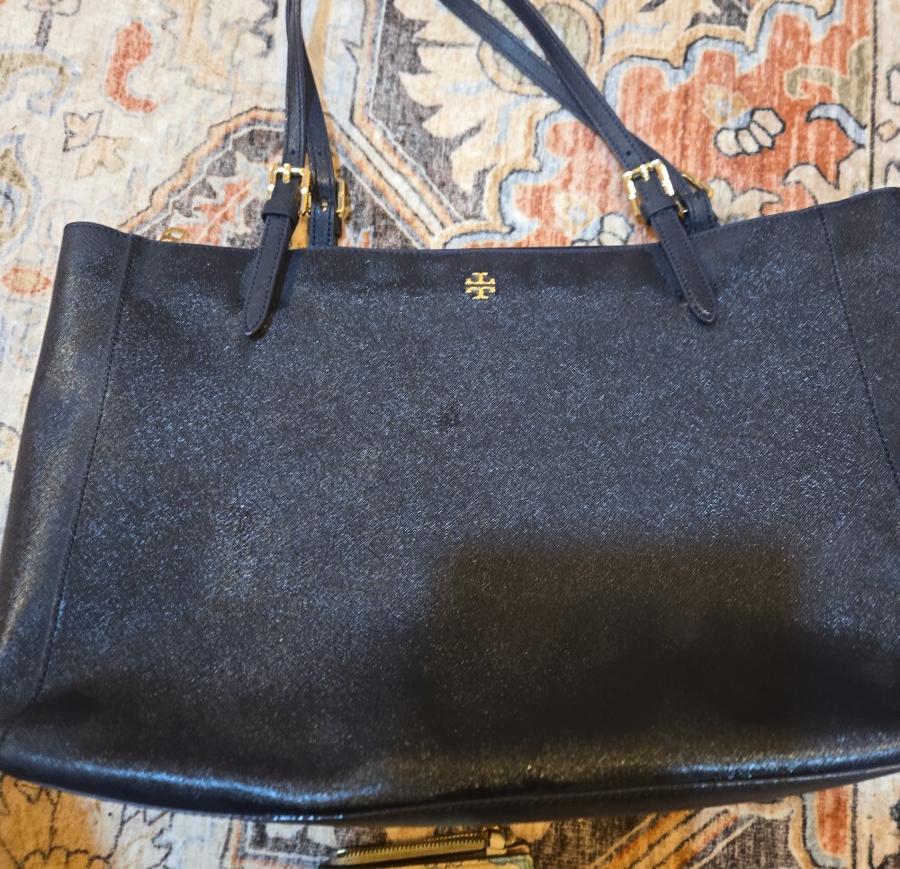 Tory Burch Black Leather Tote Bag And Wallet - Picture 2 of 12